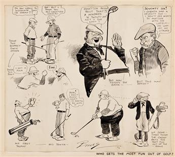 CLARE A. BRIGGS (1875-1930) The Niblick. * Who gets the most fun out of golf? [CARTOONS / GOLF]